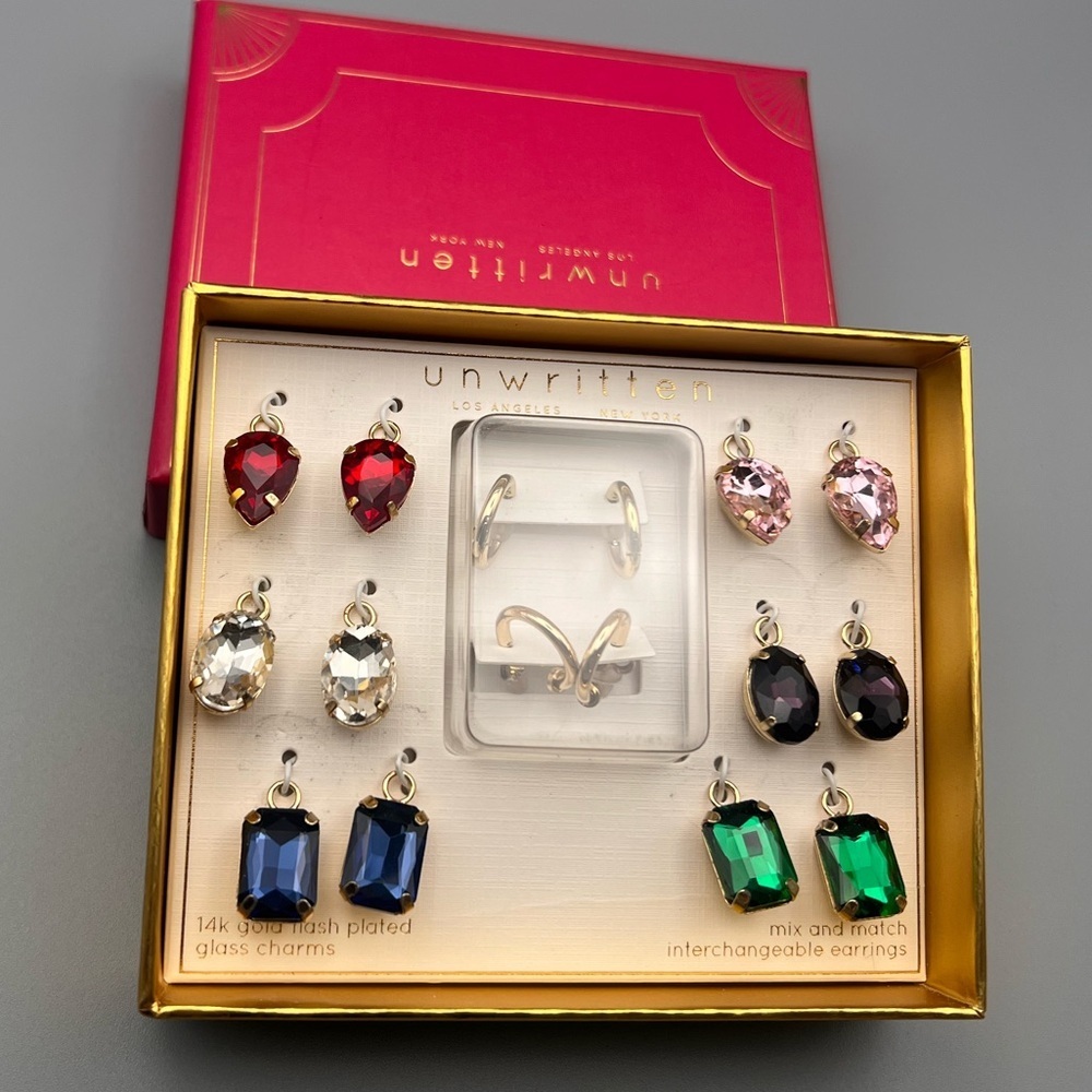 Gold Earrings with Colorful Charms